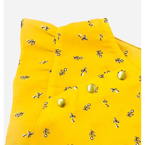 LOFT OUTLET CAP SLV RND NECK TUNIC BLOUSE, WOMENS, XL, YELLOW W/SMALL FLOWERS - Picture 8 of 11